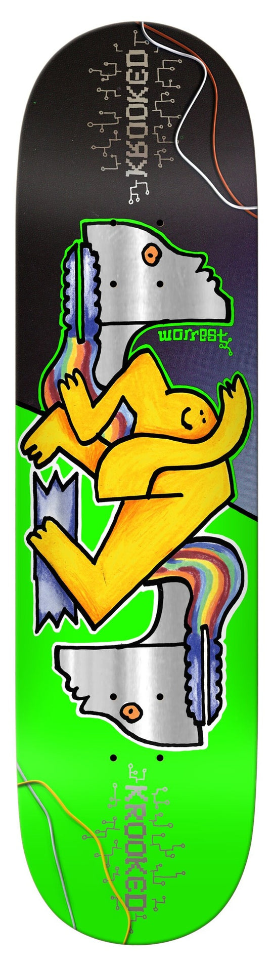 Krooked Worrest Neon Robot Twin Tail Slick Deck 8.30