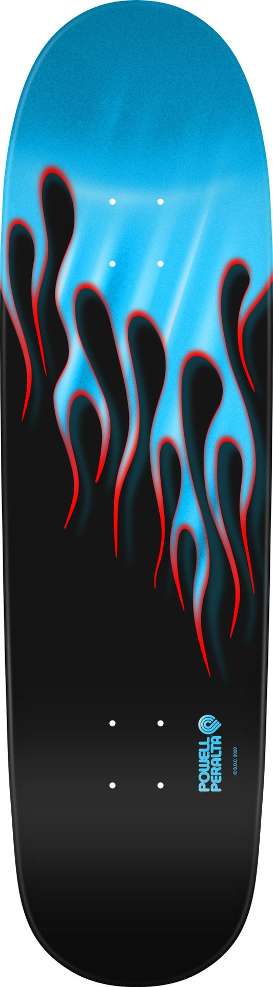 Powell Hot Rod Flames Light Blue Foil Shaped Deck 9.375 X 33.875