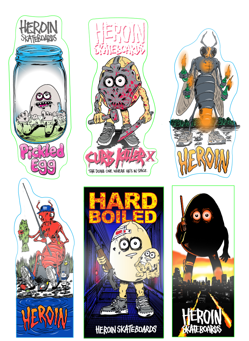 Heroin Pickled Egg Assorted 12CT Sticker Pack