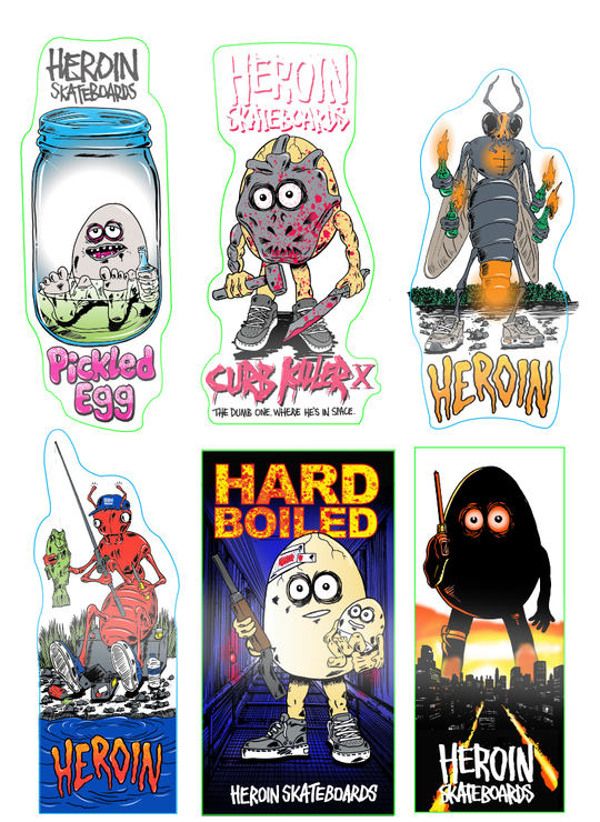 Heroin Pickled Egg Assorted 12CT Sticker Pack