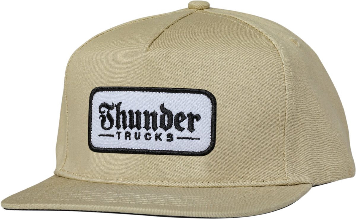 Thunder Script Patch Snapback Hat Tan