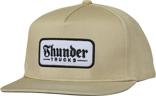 Thunder Script Patch Snapback Hat Tan