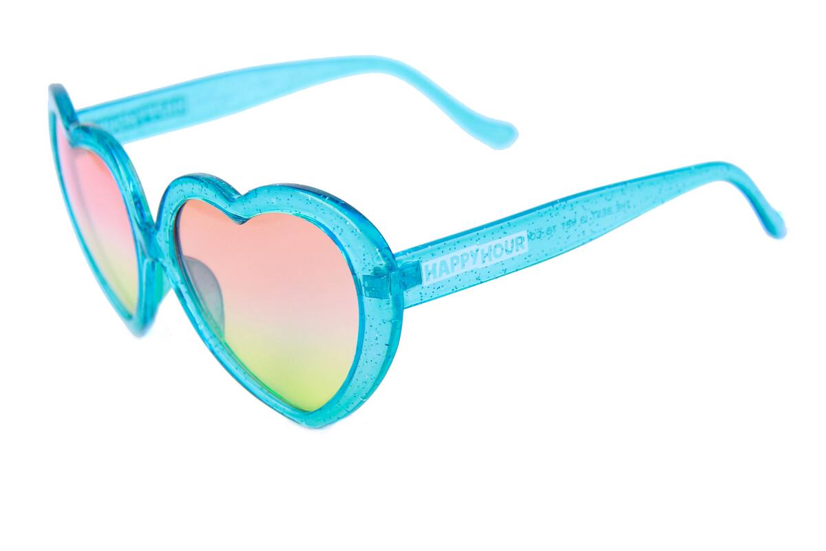Happy Hour Hearts Mystic Blue Sparkle/Mai Tai Sunglasses