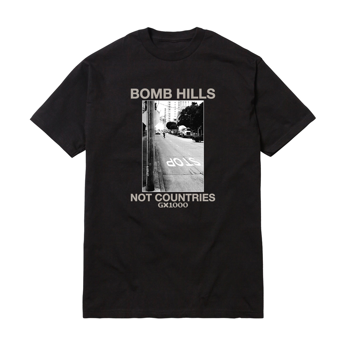 GX1000 Bomb Hills Not Countries Black/Grey Tee