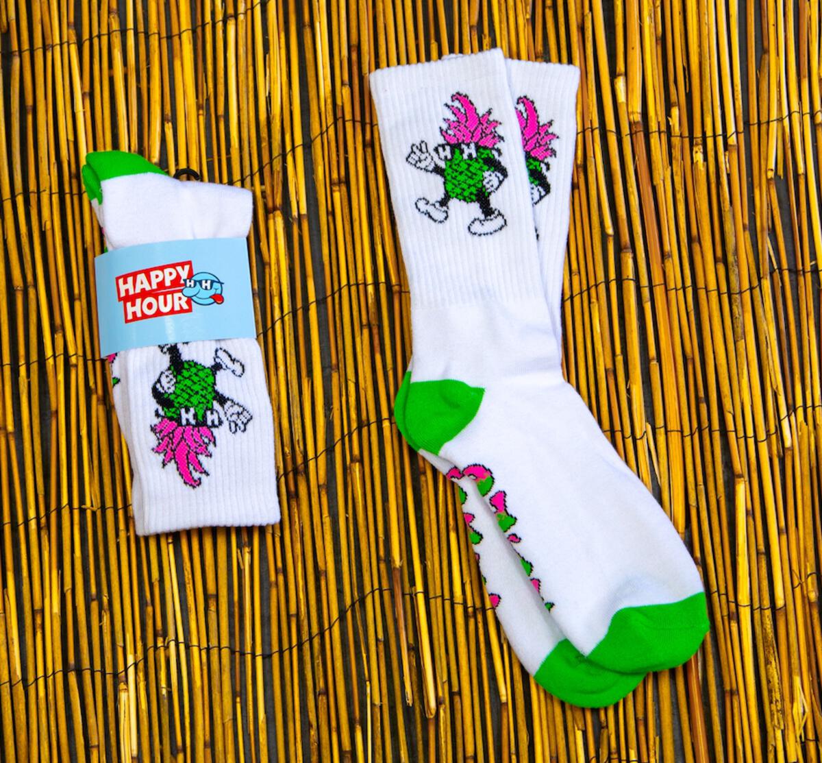 Happy Hour Dancing P Socks White/Green