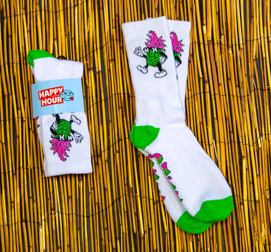 Happy Hour Dancing P Socks White/Green