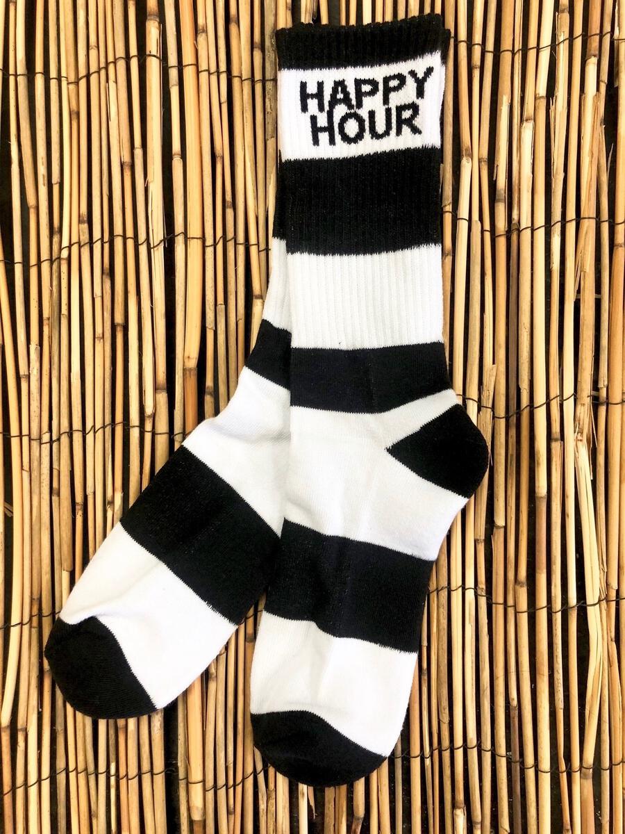 Happy Hour Stripes Socks Black & White