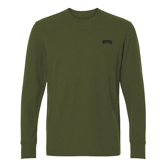 Pepper Logo Thermal Green Long Sleeve Tee