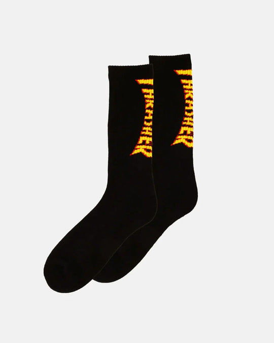 Thrasher Flame Socks Black