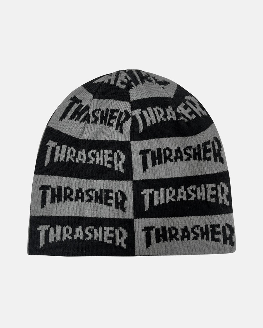 Thrasher Mag Checkered Skully Beanie Black/Grey
