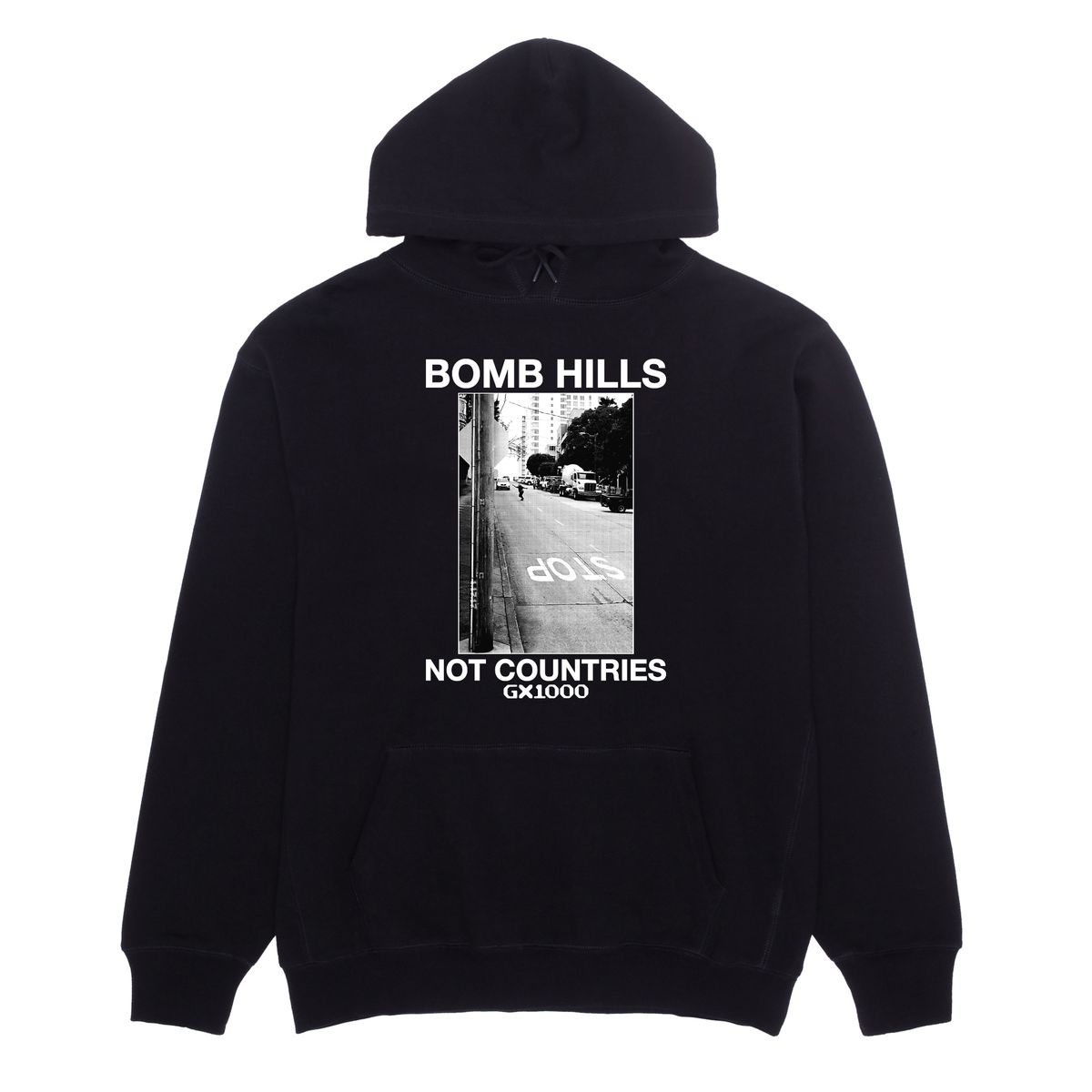 GX1000 Bomb Hills Not Countries Black/White Hoodie