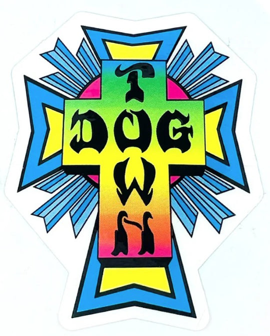 Dogtown Cross Logo Neon 4" Sticker