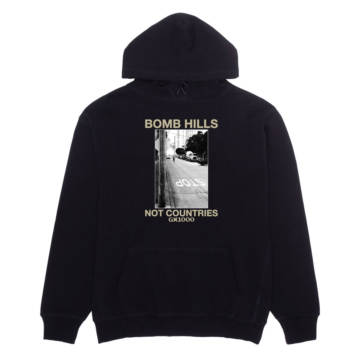 GX1000 Bomb Hills Not Countries Black/Tan Hoodie