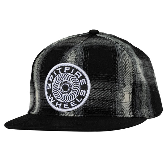 Spitfire Swirl Classic Patch Snapbback Hat Black/White Plaid