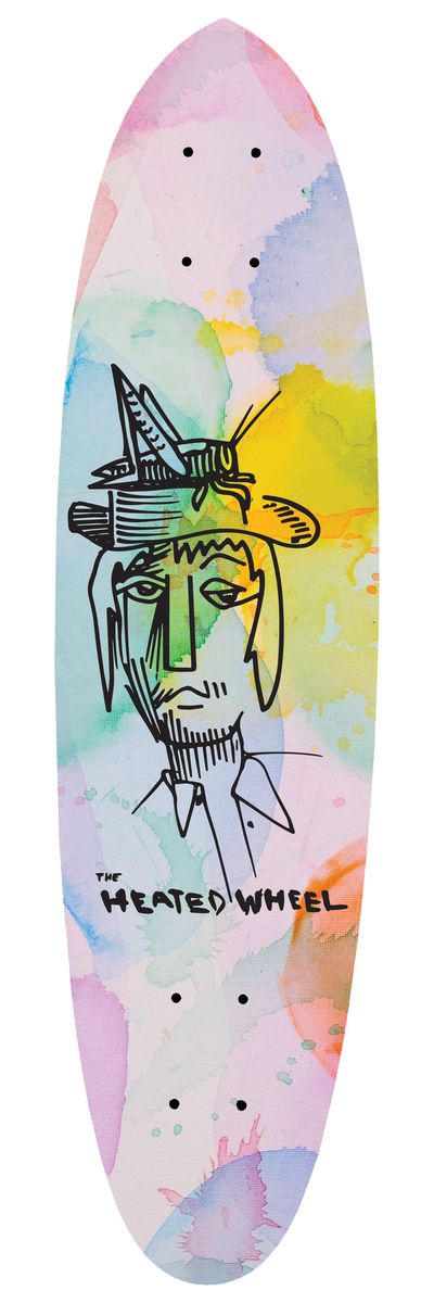 The Heated Wheel Grasshopper Guy Polarizer Fiber Rider Deck 6.00 X 23.75