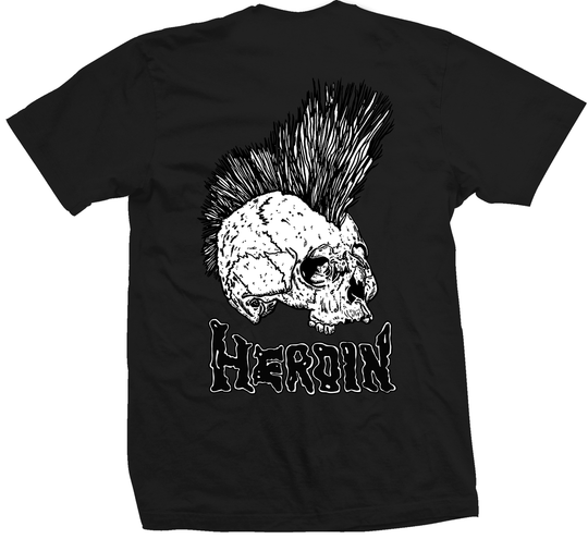 Heroin Punk Skull Black Tee