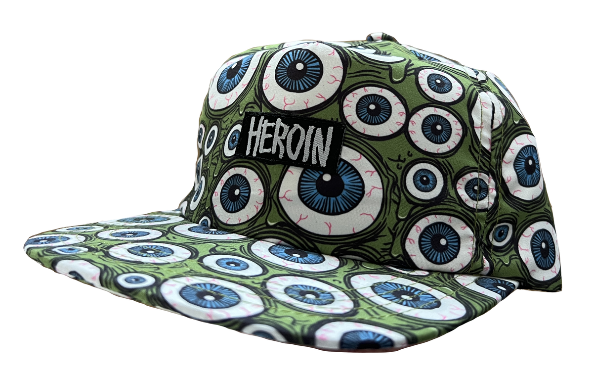 Heroin Eyes Snapback Hat Olive