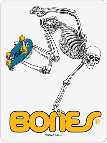 Powell Skateboard Skeleton Clear 4" Sticker