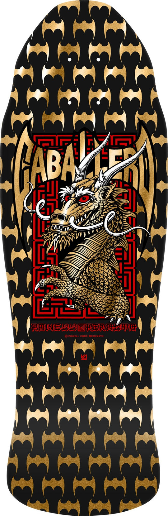 Powell Caballero Street Dragon Black/Gold Foil Shaped Deck 9.625 X 29.75
