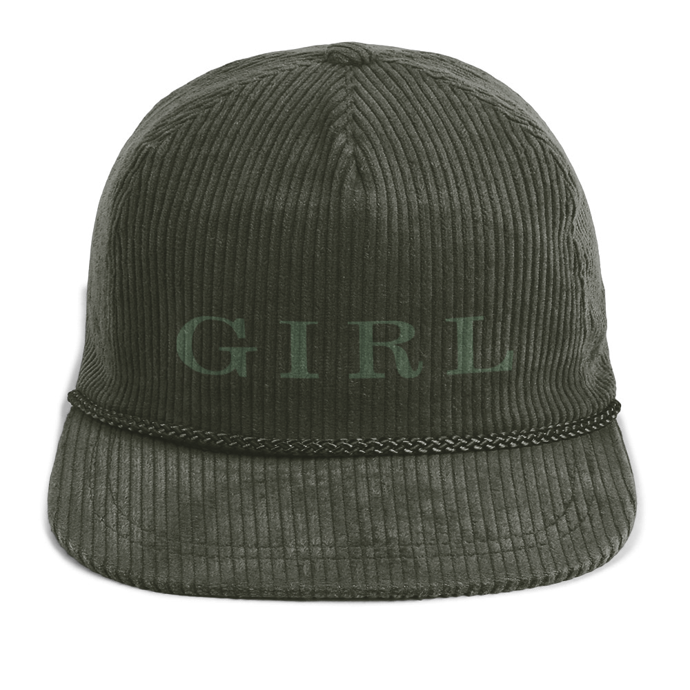 Girl Serif 5 Panel Cord Hat Forest Green