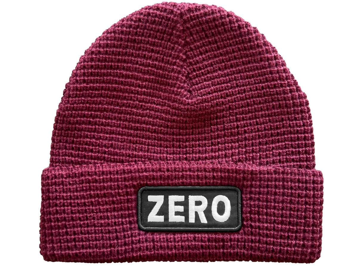 Zero Army Patch Waffle Beanie Burgundy