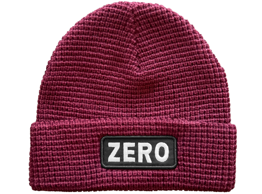 Zero Army Patch Waffle Beanie Burgundy