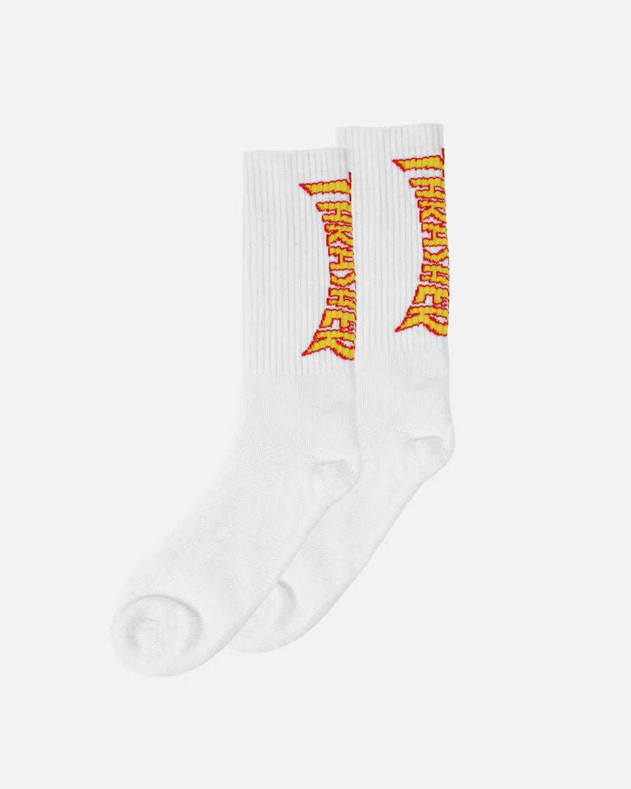 Thrasher Flame Socks White