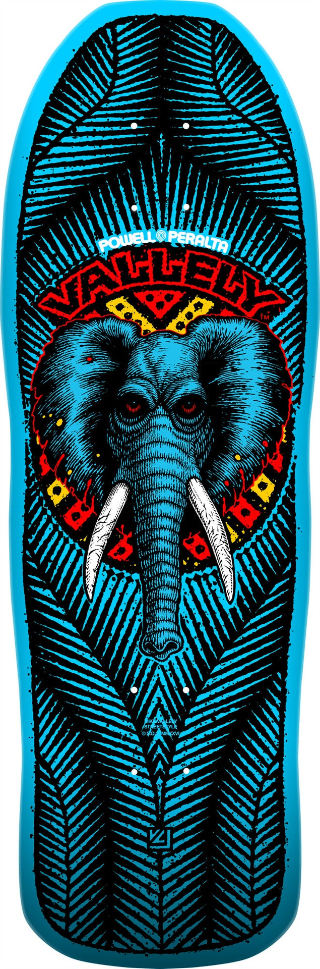 Powell Mike Vallely Elephant Blue Reissue Shaped Deck 9.85 X 30.0