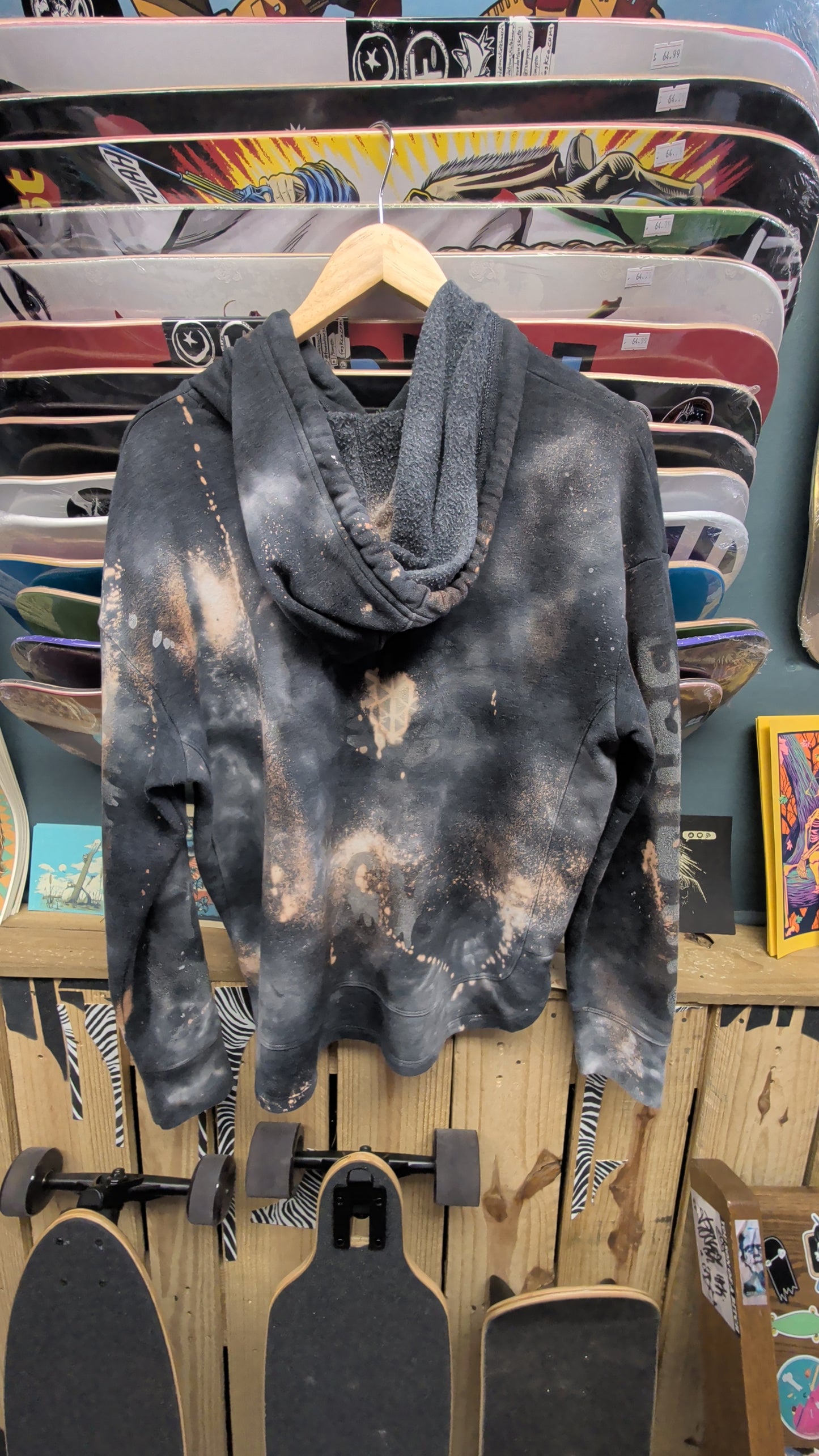 Culture Vulture - Gray hoodie - hand dyed and printed