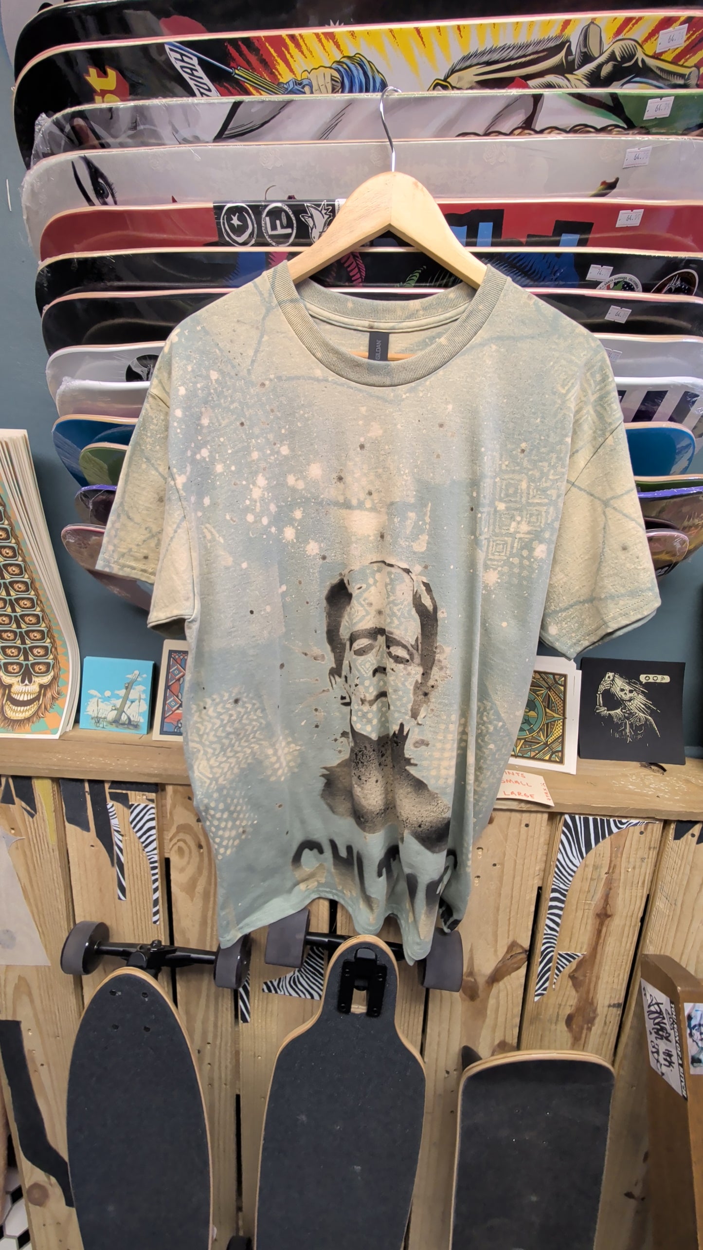 Culture Vulture - Green hand dyed and printed Frankenstein