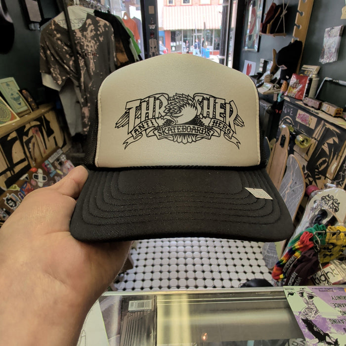 Thrasher Anti-Hero Black and White Trucker Hat