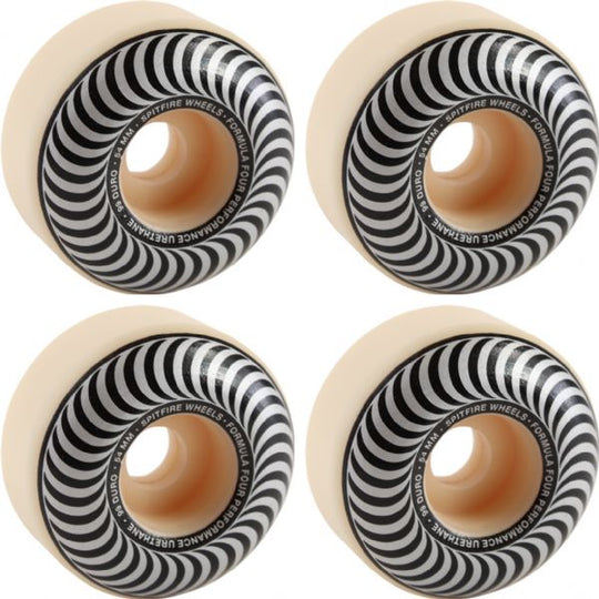 Spitfire Wheels Formula Four Classic Swirl White w/ Silver Skateboard Wheels - 54mm 99a (Set of 4)