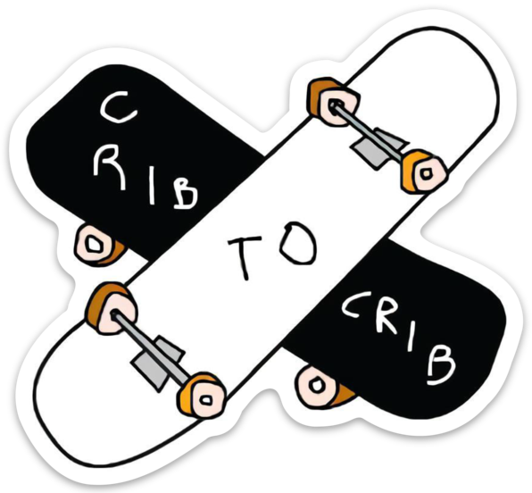 A cool sticker of boards crossing for 5 bones